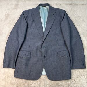 Vintage Pagano West 42R Two Button Up Western Sport Coat Blazer Gray Blue Jacket